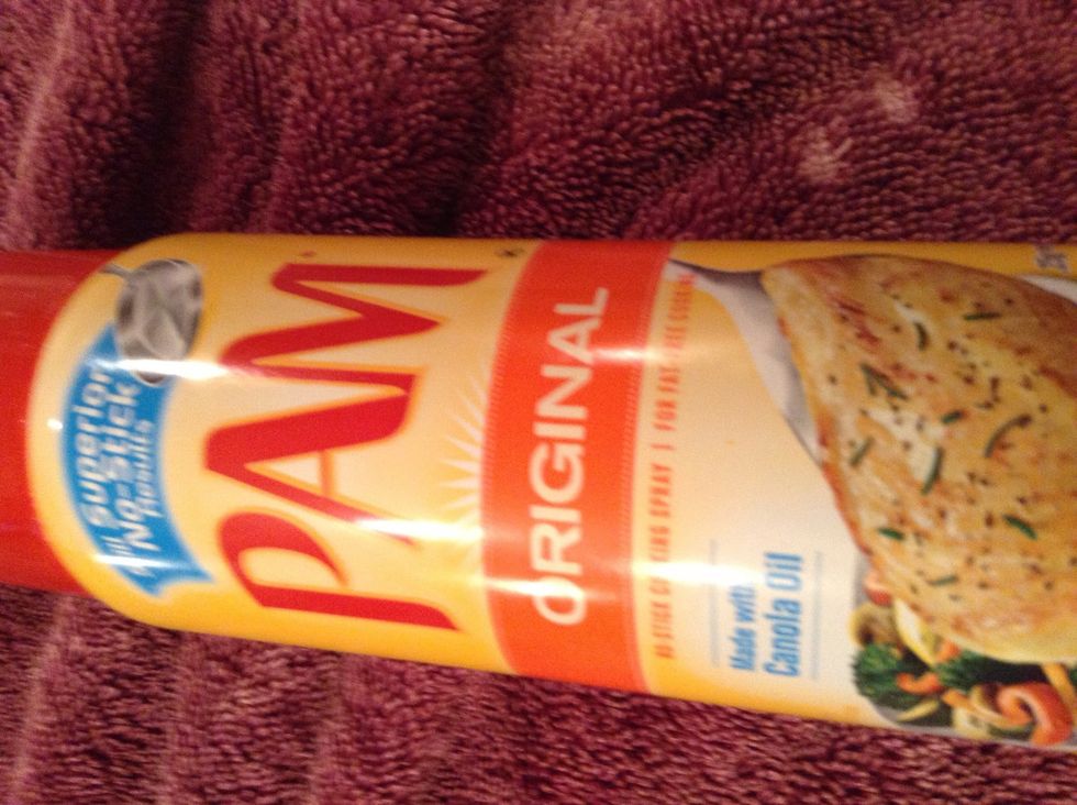 Grease the cookie sheet with pam original.