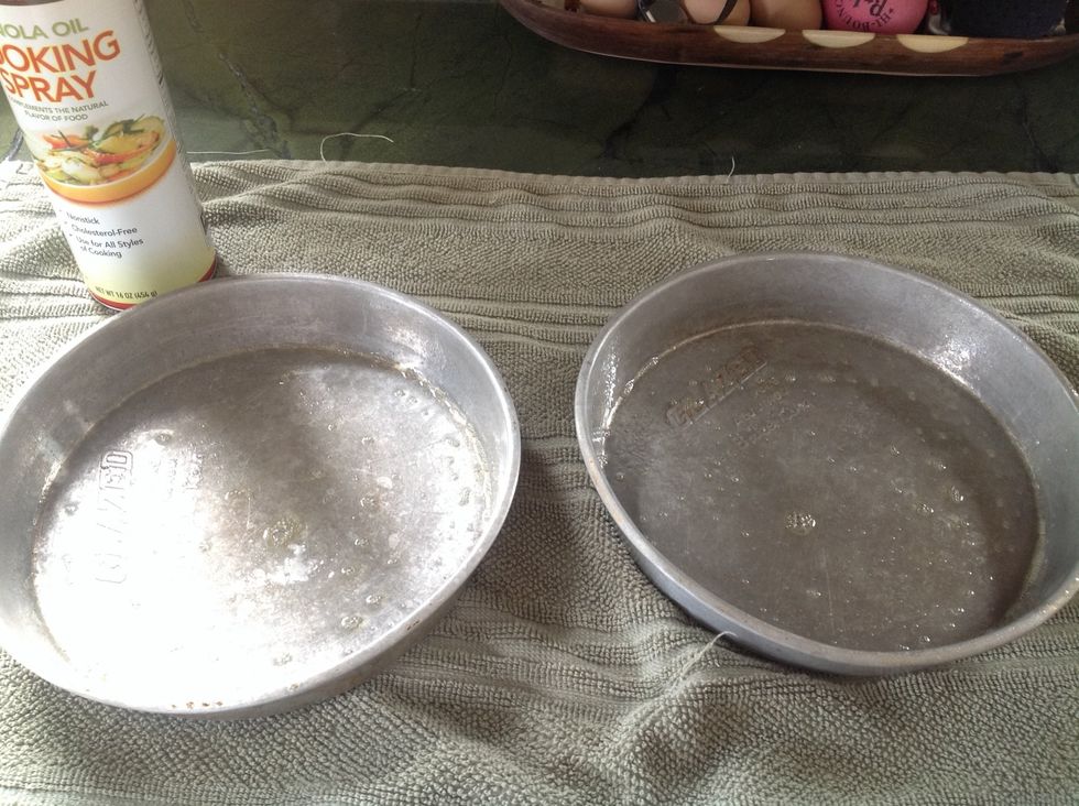 Grease the pan or pans with cooking spray.