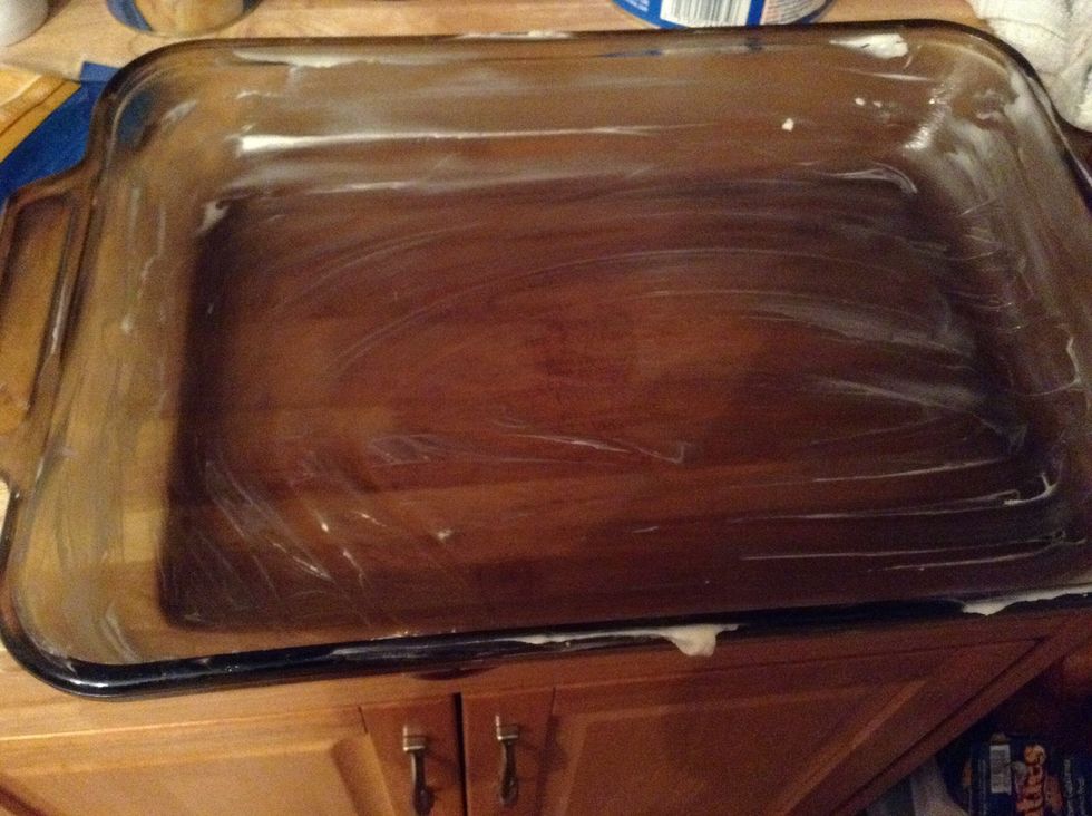 Grease up your pan really good because you don't want the bread to stick! I like to use crisco and not the nonstick spray