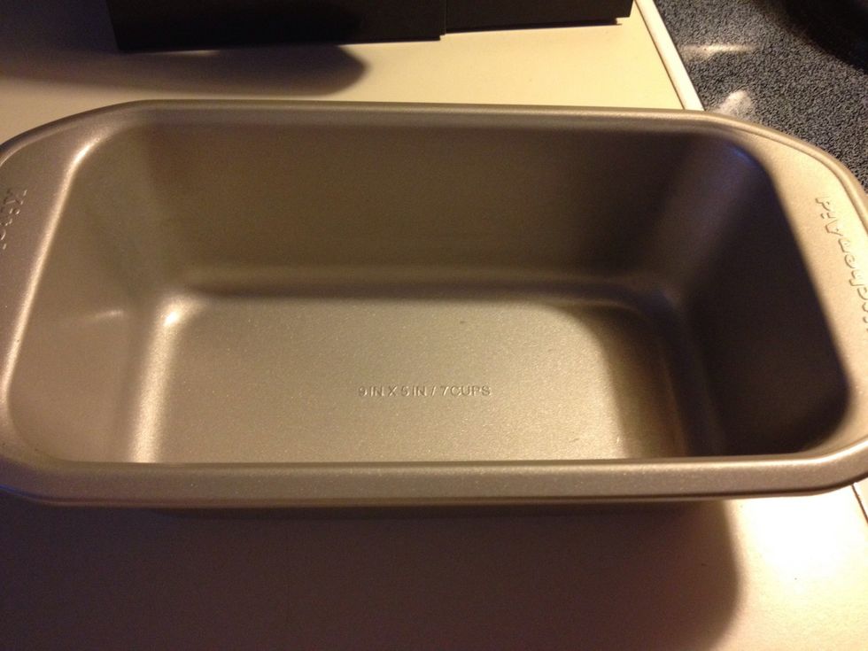 Grease your loaf pan and turn on the oven to 350 before mixing the wet and the dry ingredients.