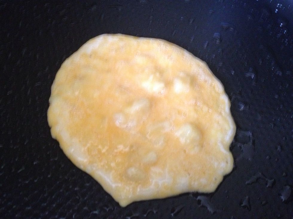 Grease your pan with a non-stick spray or a teaspoon of coconut oil (just enough to lightly coat the base of the pan).  Pour or scoop a small amount of mixture into the pan. Turn after a minute.