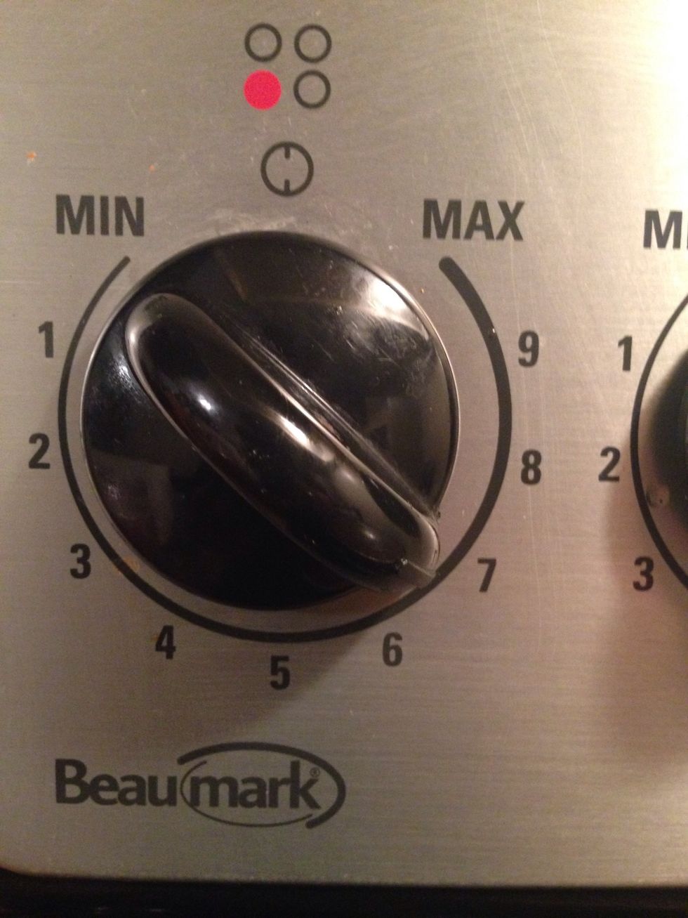 Great ! Now for the next step turn your drove down about two notches and let's strain or plantains and eggs.