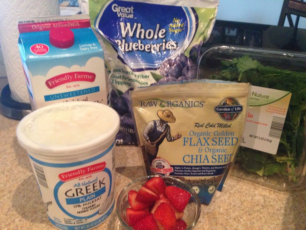 Greek yogurt is great protein after a workout. Flax seed has healthy omega-3. Add as much of anything as desired