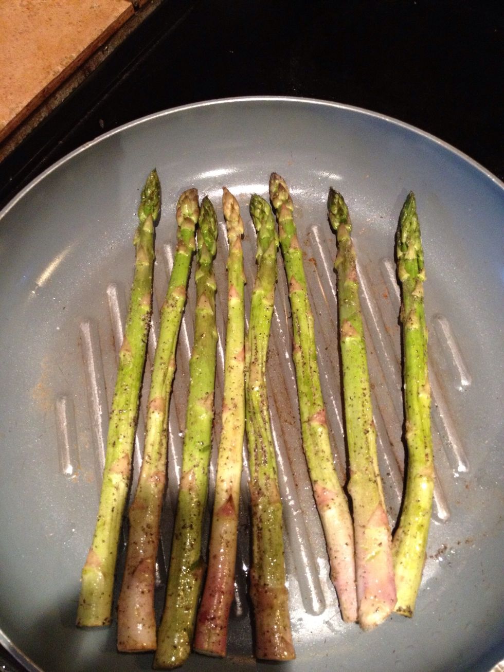 Grill on med heat until brown but still crispy