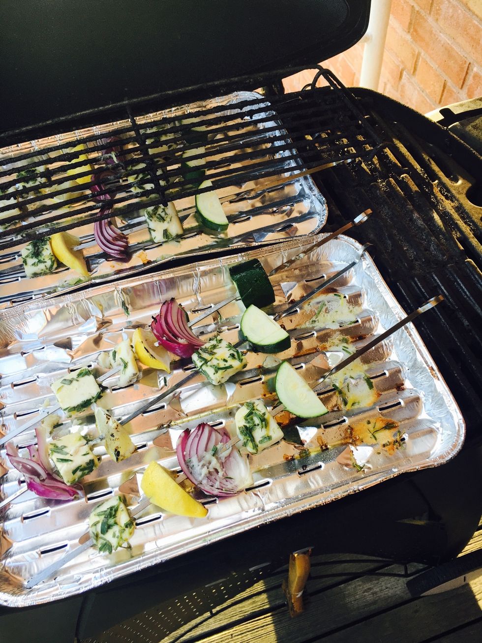 Grill on medium-high heat until grillmarks appear and veg is cooked through.