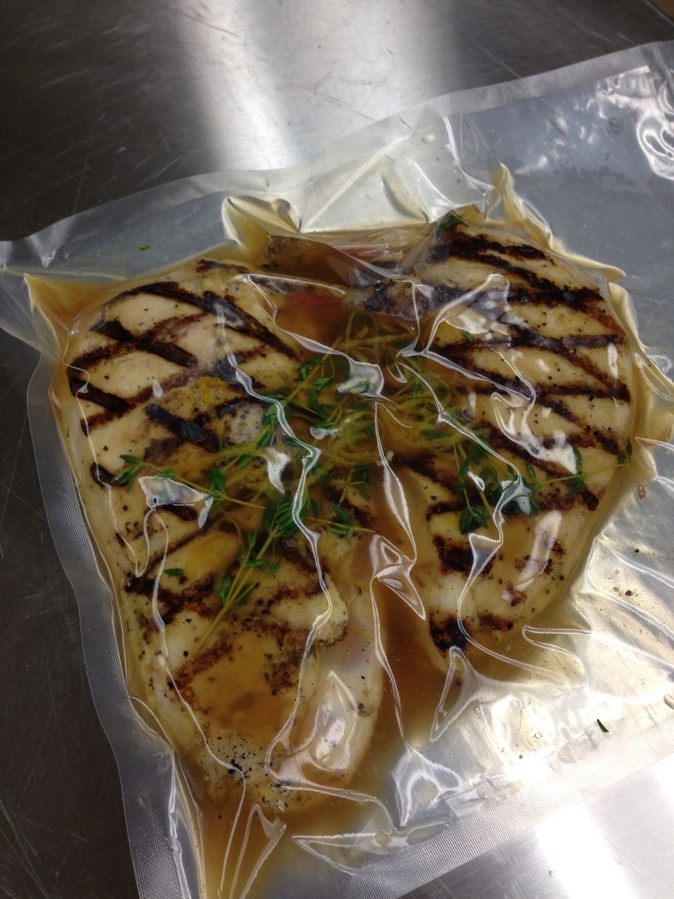 Grilled chicken sealed.