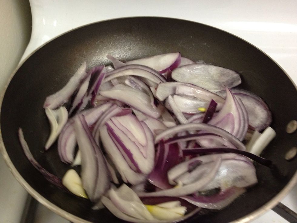 -Grilled onions , you can add mushrooms or peppers if you would like. Warm up the onions in a frying pan, add a pinch of salt, keep on low while the burgers cook.