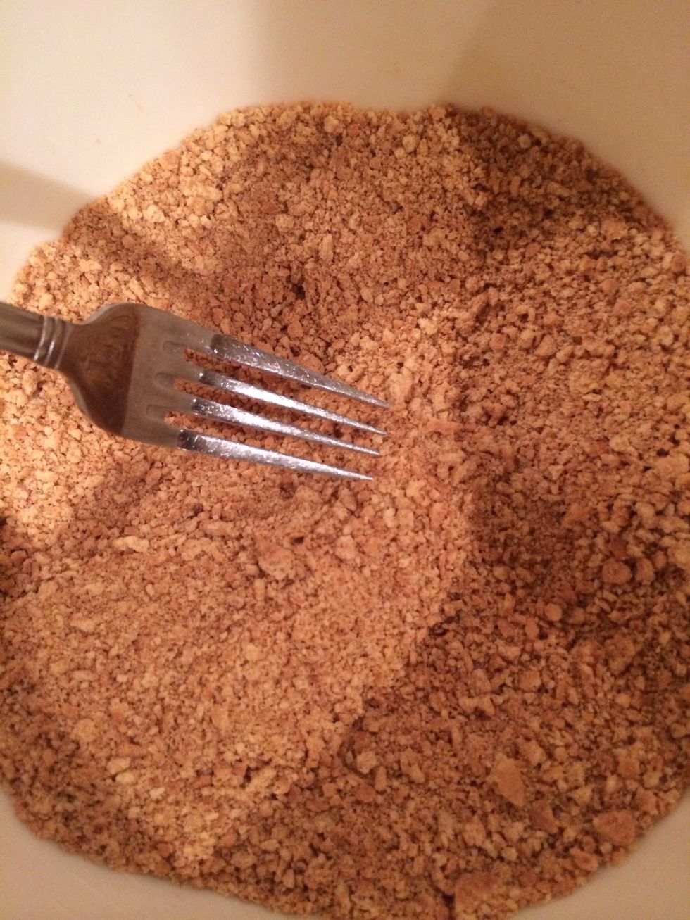 Grind 30 graham cracker squares (30 half crackers) in food processor and put in mixing bowl