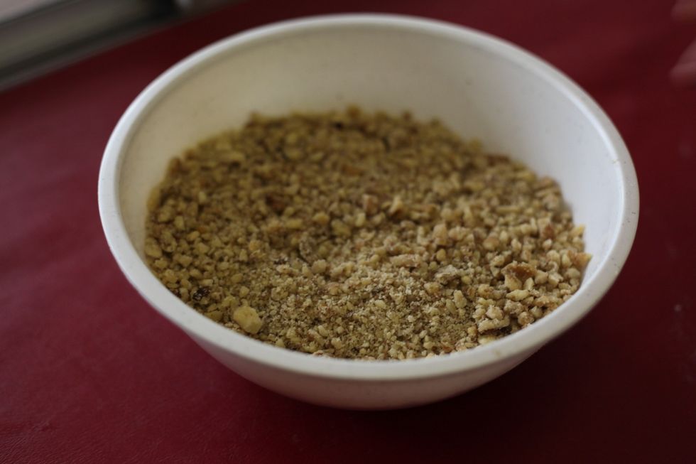 Grind it up to a coarse mix. You can do his in a pulsating blender or with a knife.