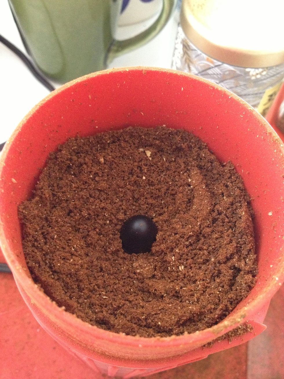 Grind the beans to about this consistency. Not as fine as espresso, and not too chunky :)