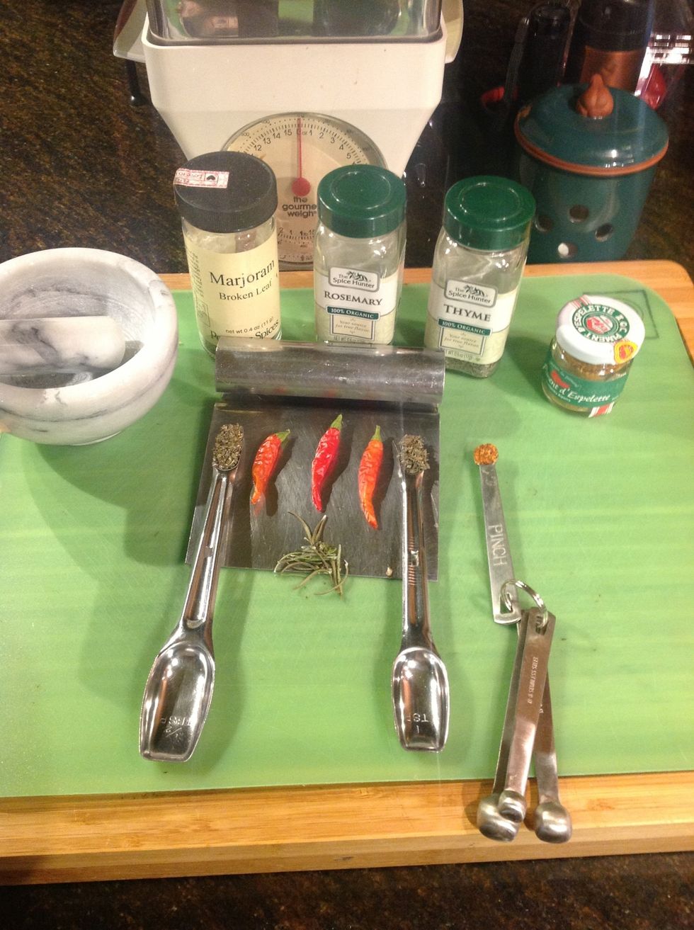 Grind the spices put in the pot, with the broken chilies.