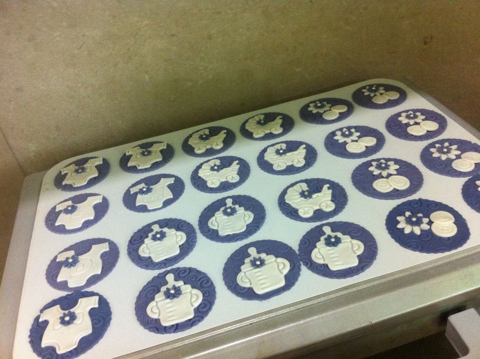 Gum Paste Toppers - I used Wilton gum paste. Here I used clean vinyl place mat to lay some of my custom toppers.