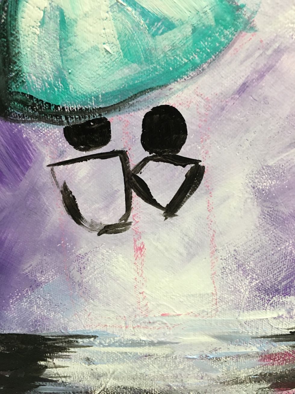 Guys are more square and lady's more triangular.