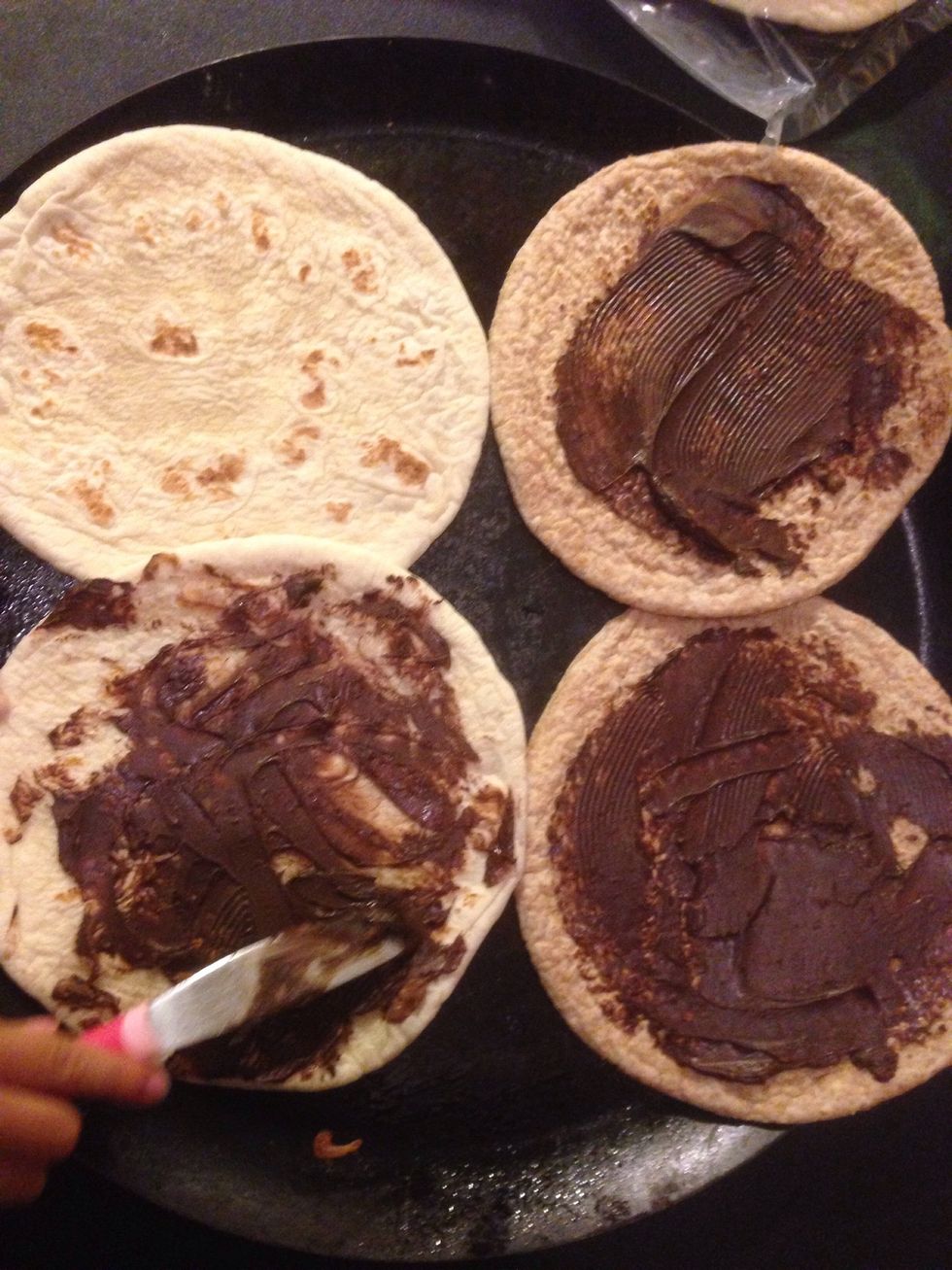 Had my little helper spreading the cookie spread.