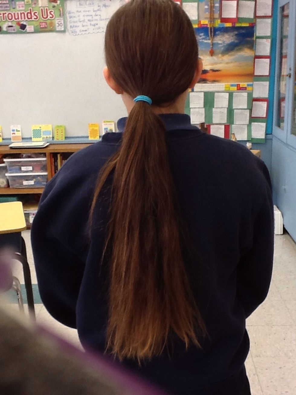 Hair in a ponytail