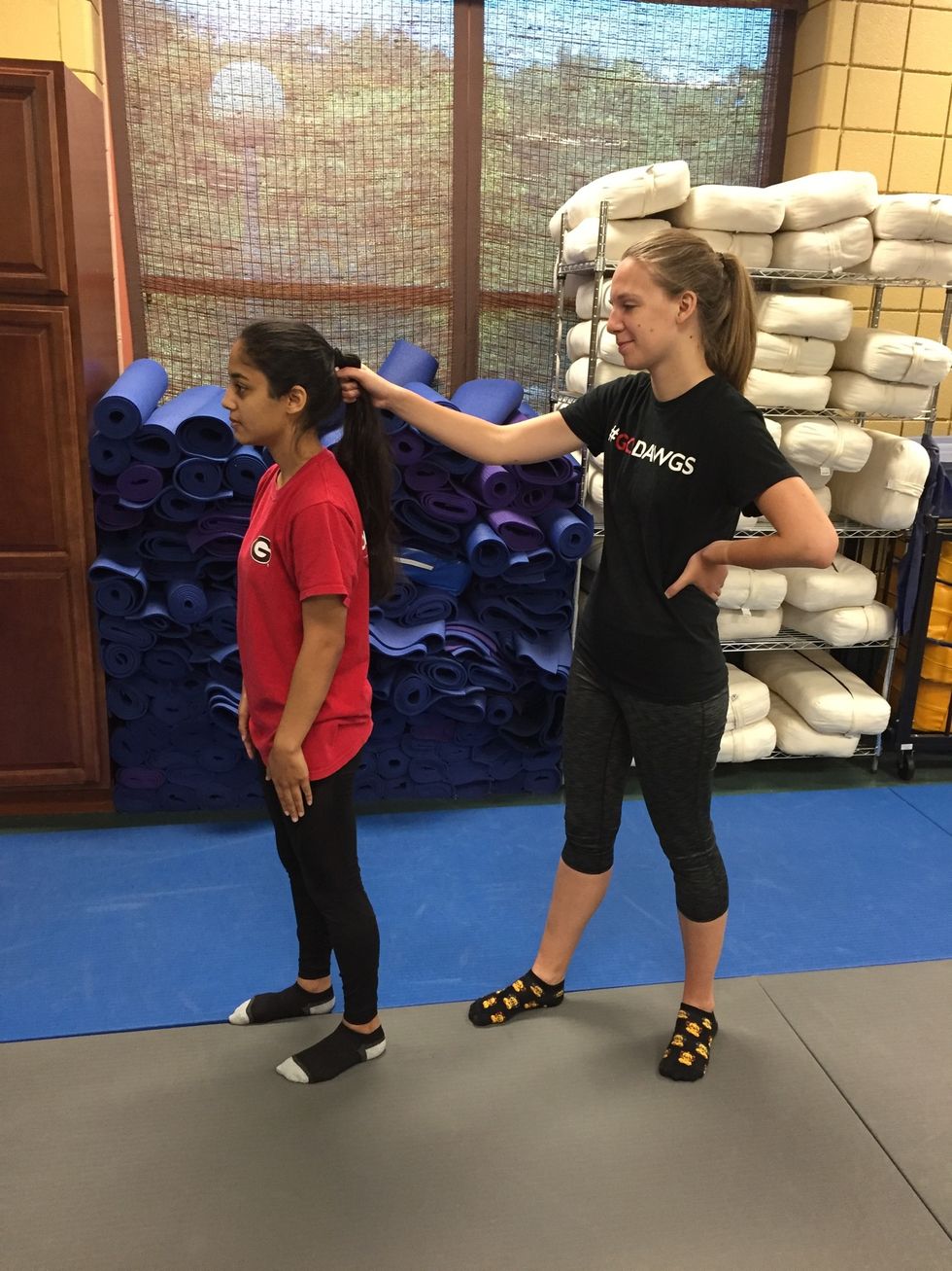 Hair Pull From Behind: the assailant grabs the hair from behind.