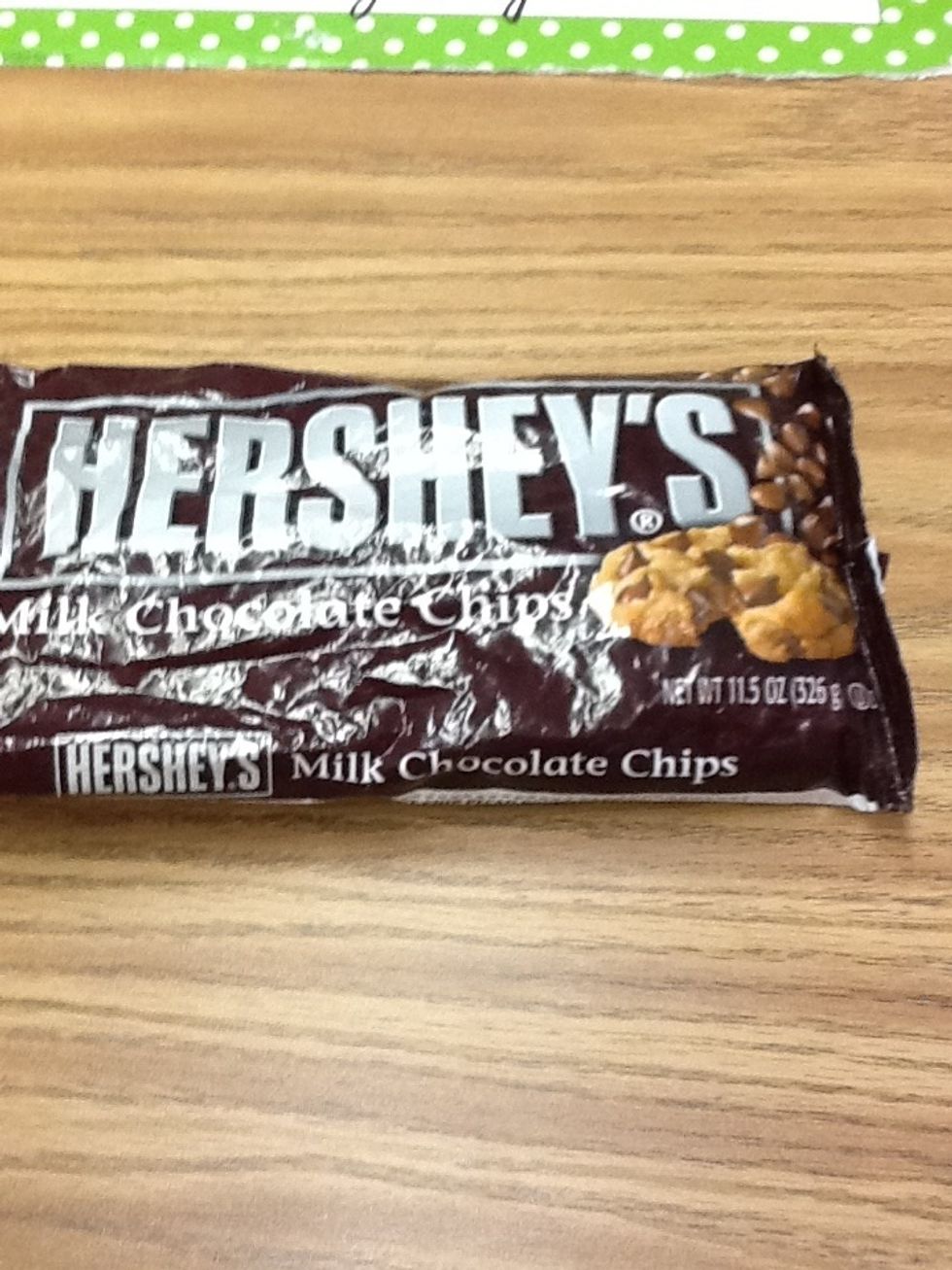 Half a bag of Hershey chocolate chips.
