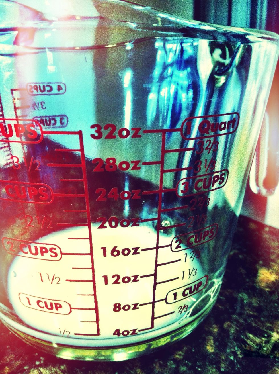 Half a cup of milk for a dozen eggs quarter cup for half a dozen... Try it with vanilla almond milk. Yummm...