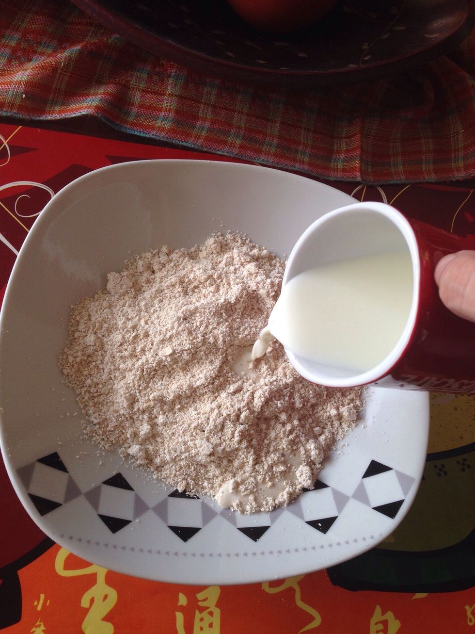 Half cup of almond milk or regular milk ( it could be warm/cold )