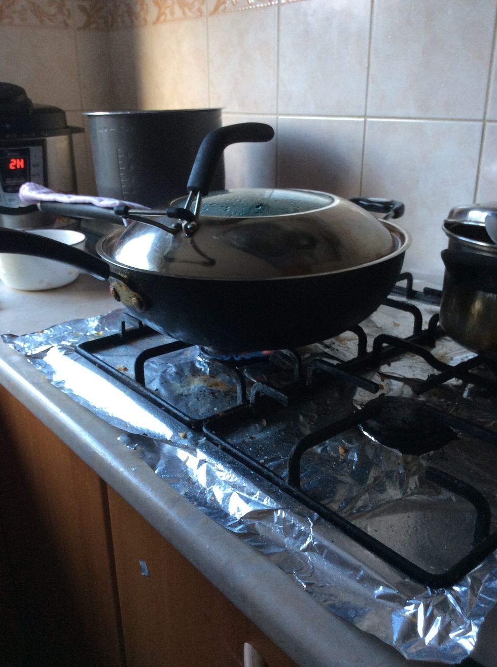 Half fill a pot and boil the water. Use high flame