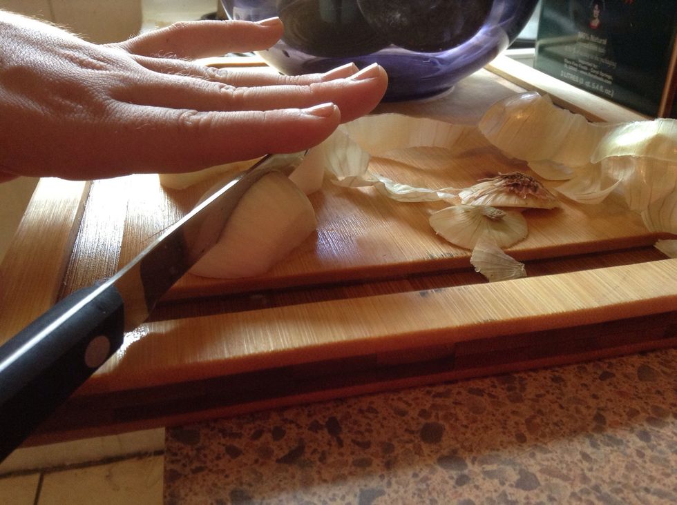 Half halves long ways (that's a mouthful!)