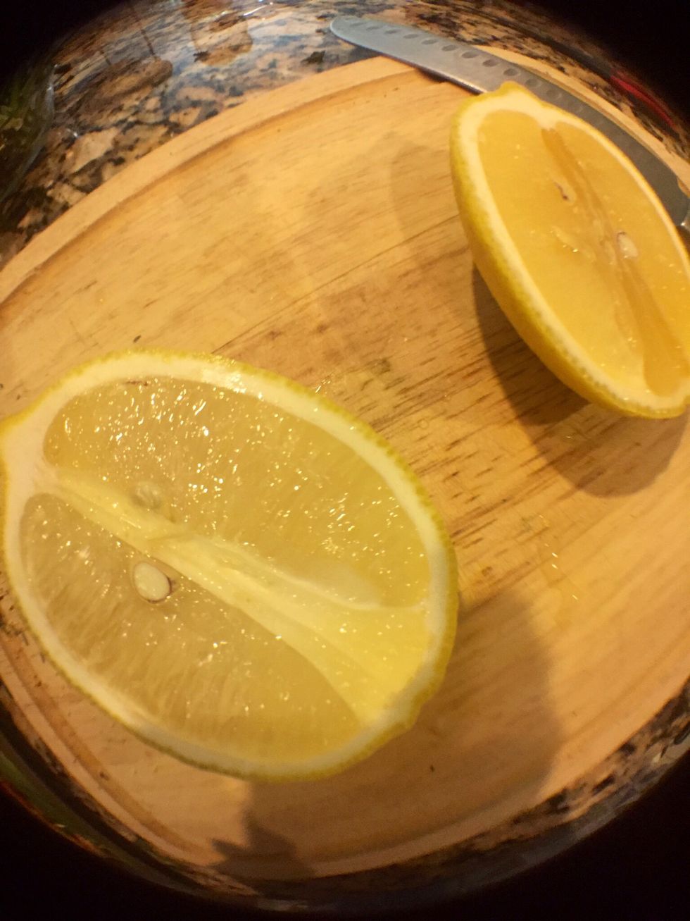 Half lemon and THIS IS REALLY IMPORTANT: Get all the seeds out! It can make your mix smell bitter-