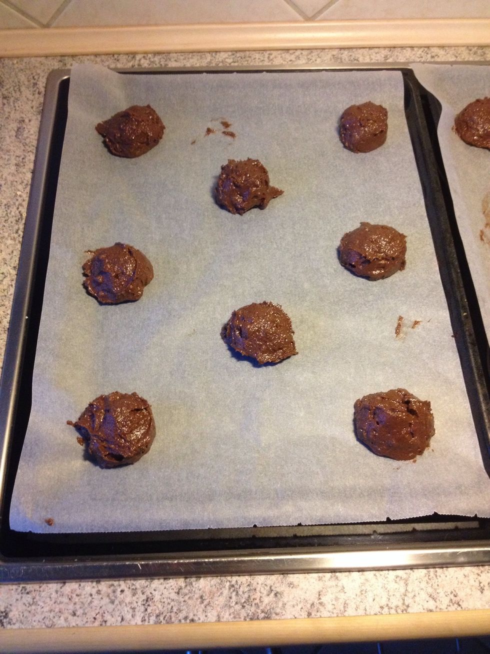 Half of the cookies before the oven