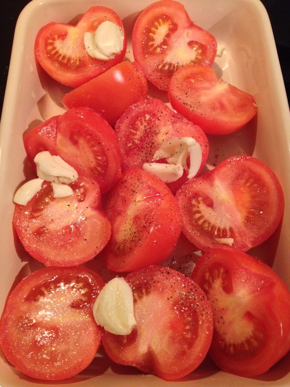 Half your tomatoes and roast with garlic