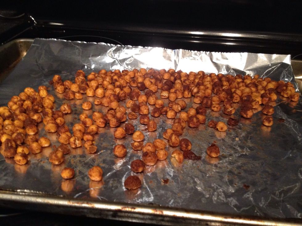 Halfway through baking, take them out and shake the pan a bit to move them around so they cook evenly.