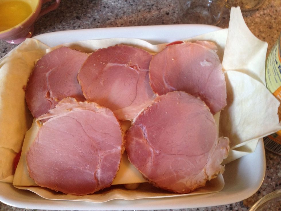 Ham on top of cheese