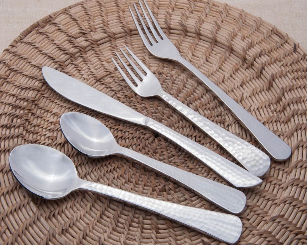 Hammered Steel Polished Cutlery Set, Shop Now:- https://www.maddhome.com/cutlery/hammered-steel-polished-cutlery-set-1286.html