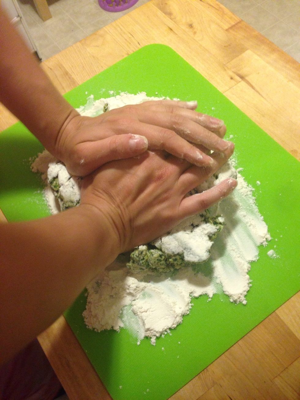 Hand knead the dough for 1-2 minutes.