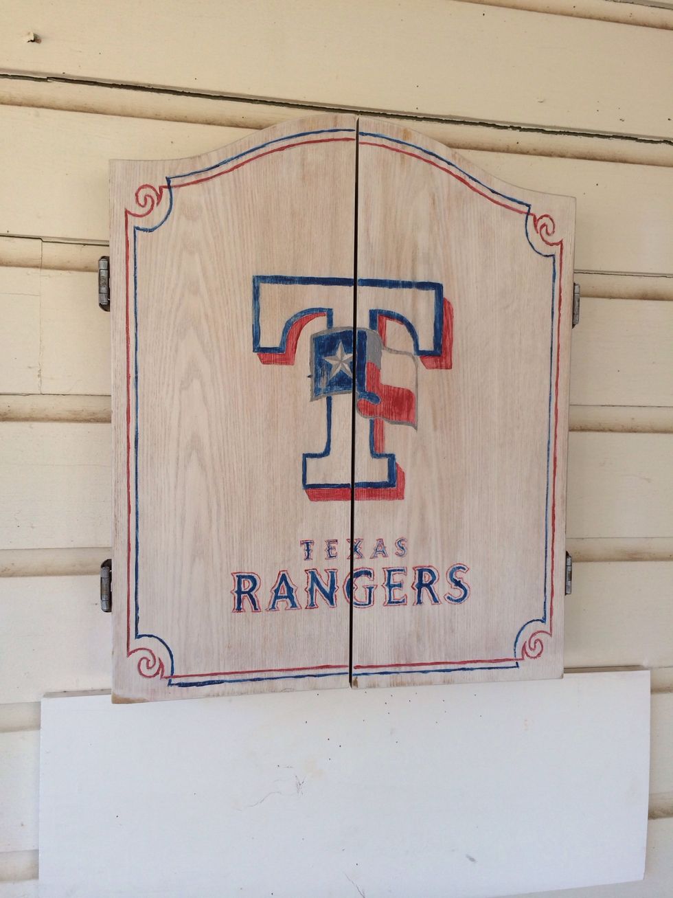 Hang it up good, don't drop it on you foot and cuss in front of your kids like did. Bullseye is eye level for anyone 6foot tall. I don't know google it, you want me to do everything for you?! Geeze.