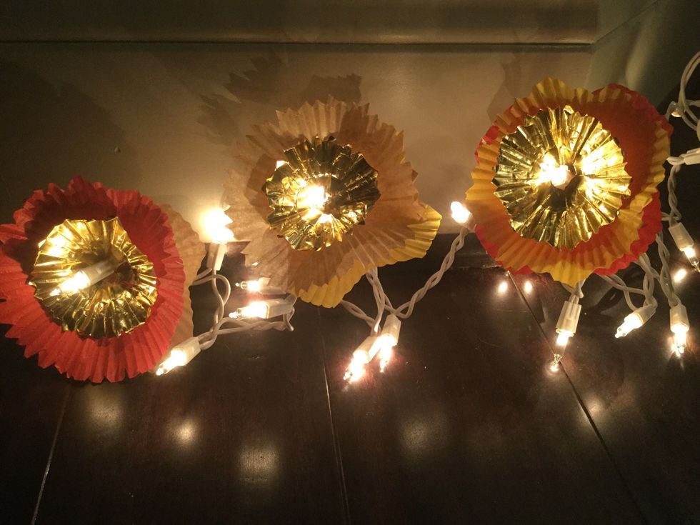 Hang up your new fall flower lights and enjoy!