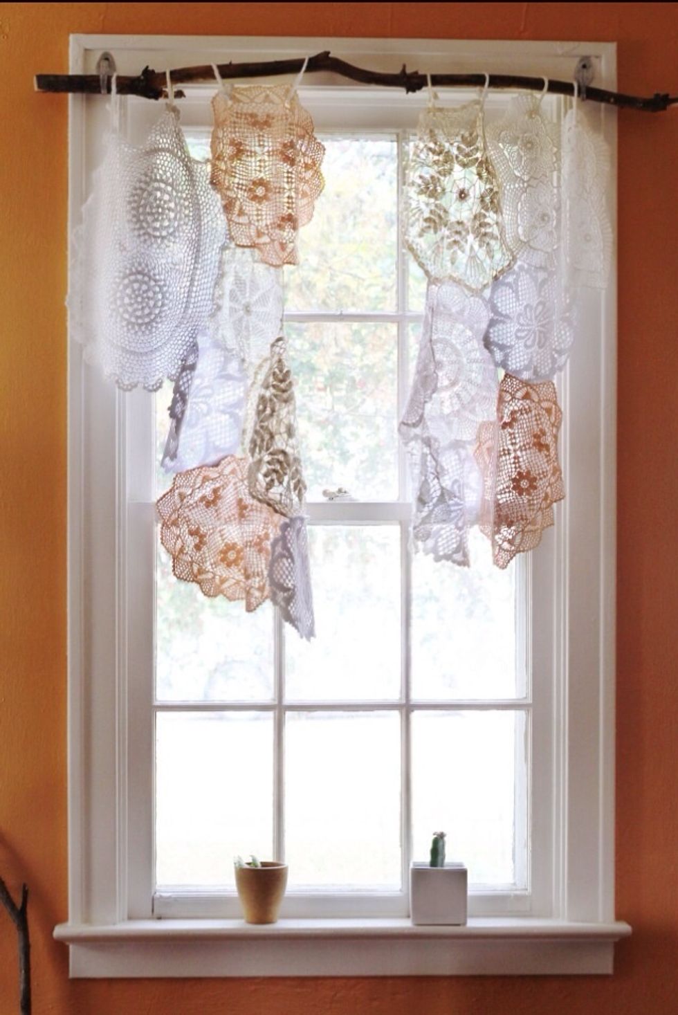 Hang up your rustic curtain rod!