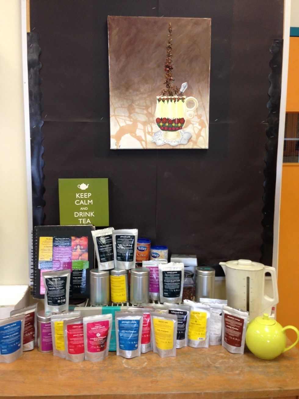 Hang your artwork up and enjoy your homemade personalized tea inspired piece of art! We hung ours up in the art classroom over our tea corner :) - By Natalie Stevens and Valiyah Khurshid