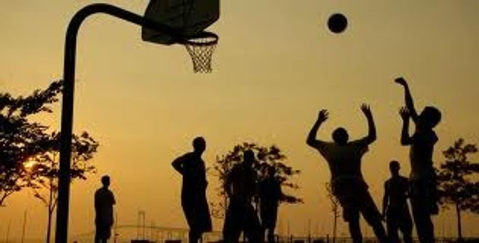 " Happiness is gathering friends and having a basketball game ." - Allan Baut