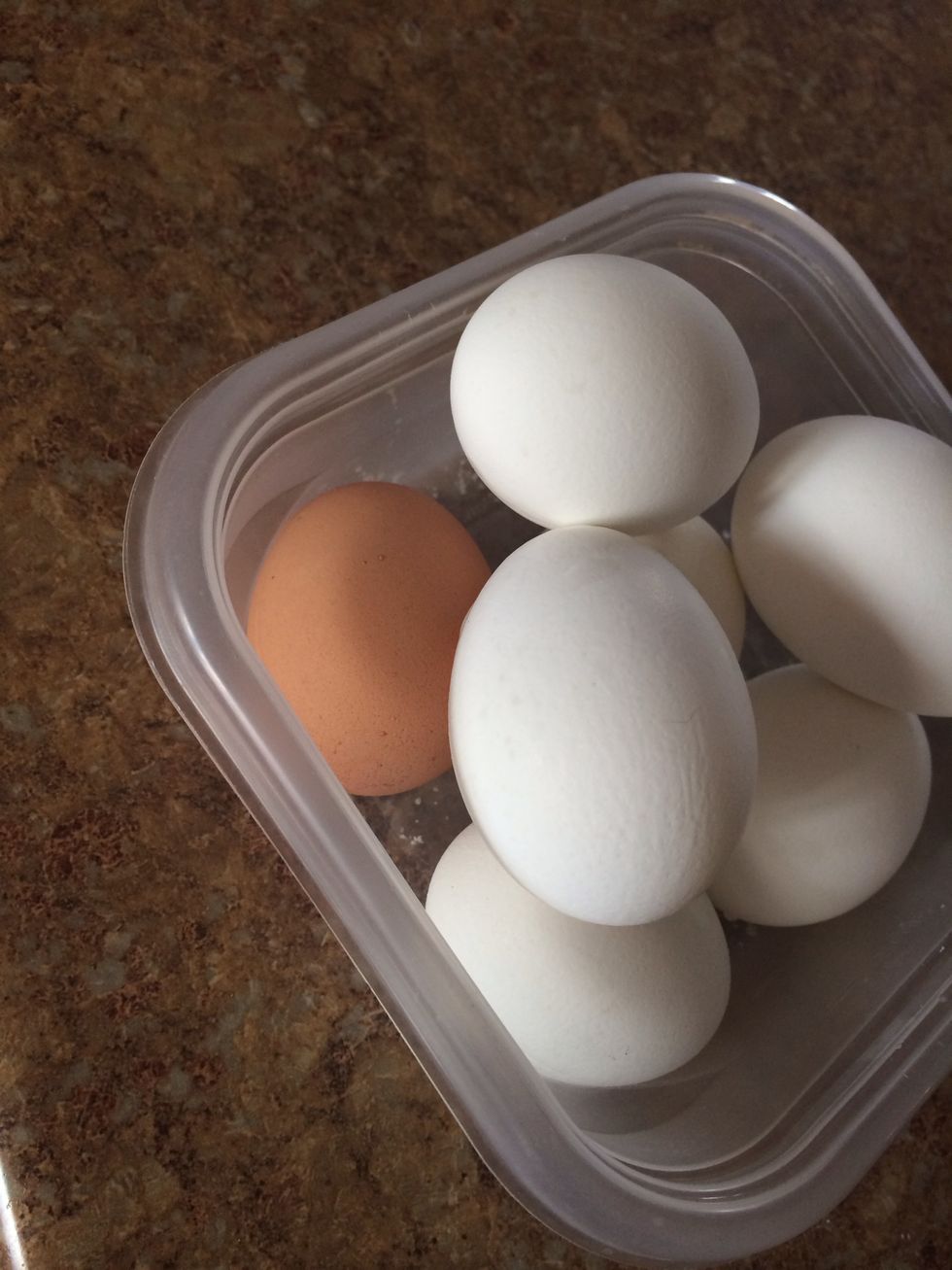 Hard boil eggs, let them cool.