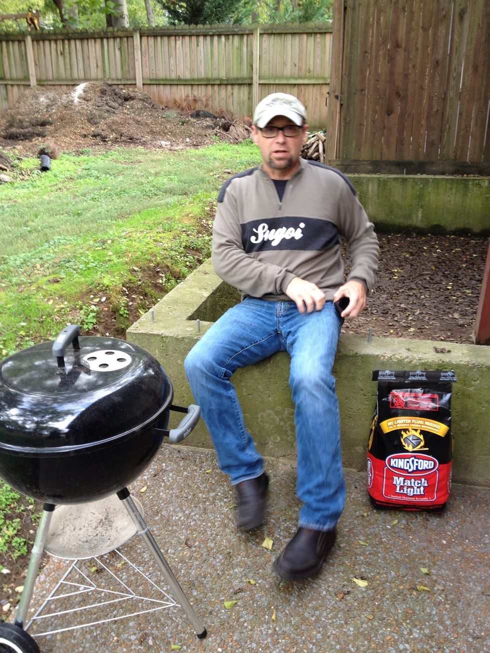 Have 1) griller 2) charcoal 3) weber grill.  By the way, pull the ribs out of the refrigerator and sit them on the counter for at least 45 minutes before you plan on cooking them.