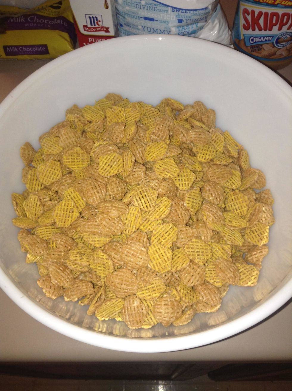 Have 9 cups of cereal and put it in a separate bowl.