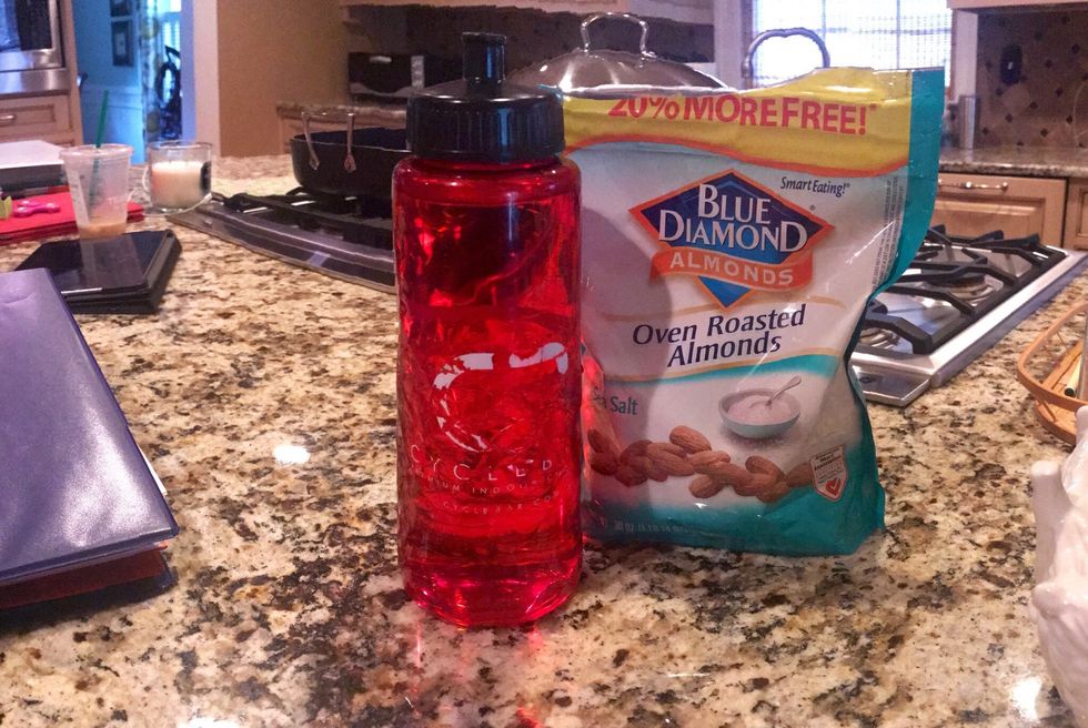 Have a healthy snack and a water with you.