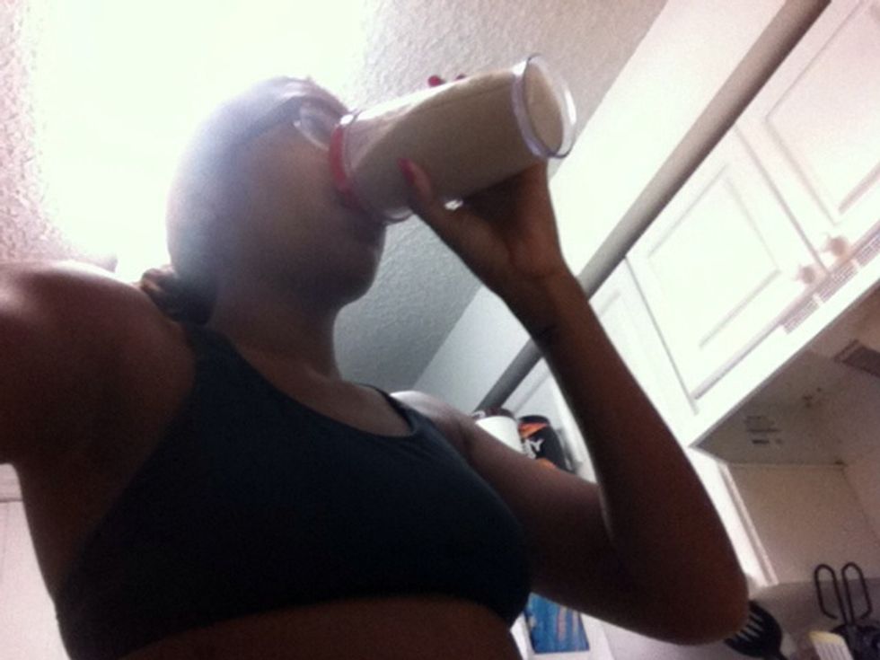 Have a raw protein shake while waiting