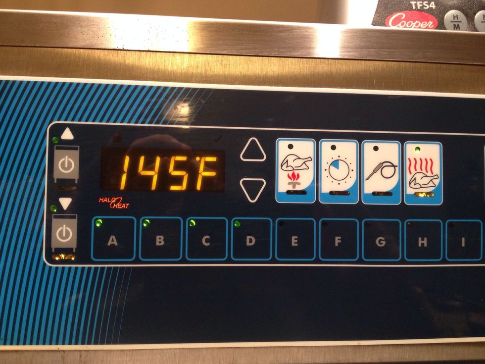 Have Cook and Hold unit preheated to 145F (63C).