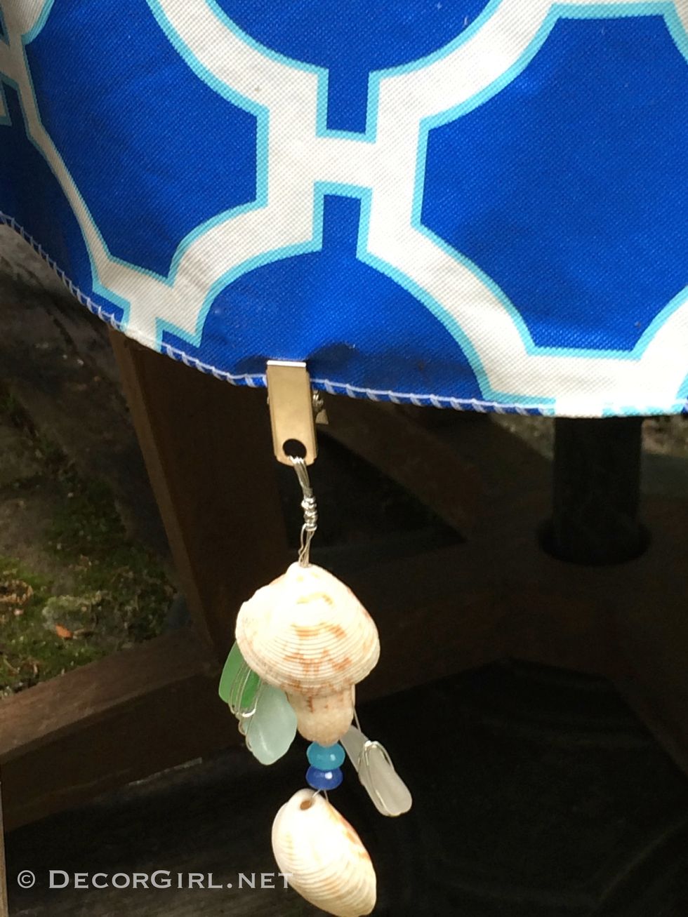 Have fun and personalize to suit your needs.   Any item you add needs to be outdoor worthy and fade proof.  Tablecloth weights are a fun hostess gift!  :)