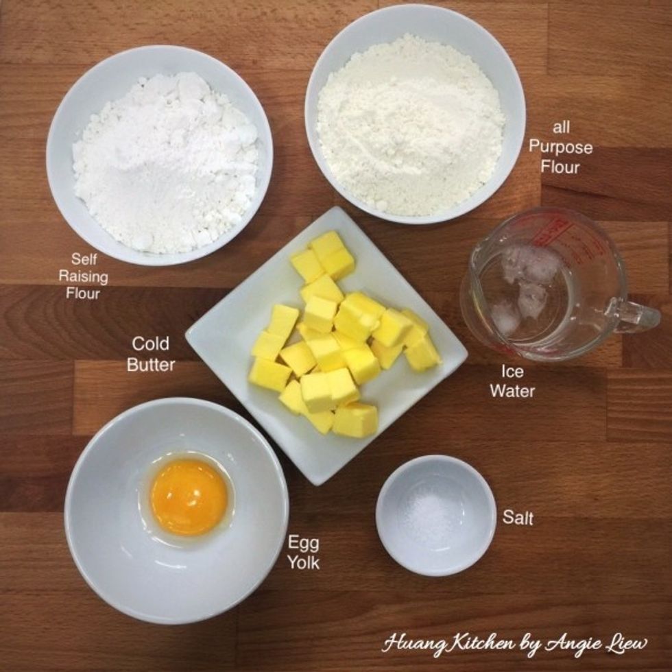 Have ready all ingredients to make the pastry dough for the pineapple tarts.