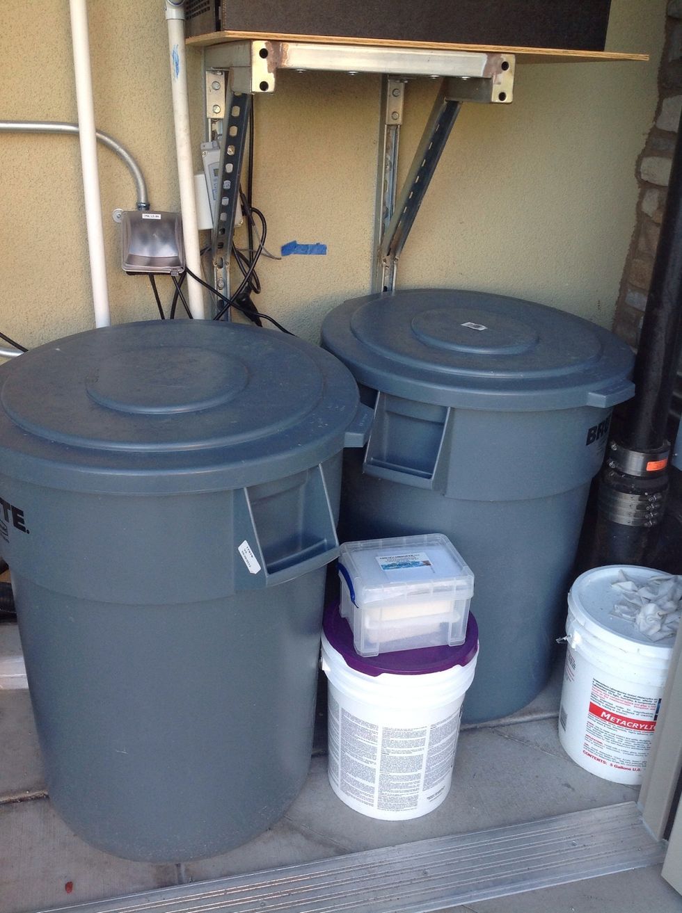 Have the water from the filter fill up two 55 gallon drums. Then add reef salt to the drums according to the instructions on the bucket to achieve the desired salinity.