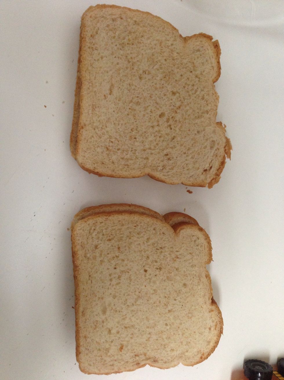 Have your bread ready to dip. I usually prefer thick sliced bread for this, but I had regular honey wheat sliced bread on hand.