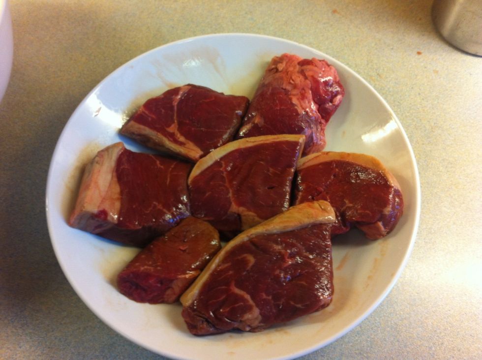 Have your fresh steaks ready for marinade.. (rump steaks are best to use)