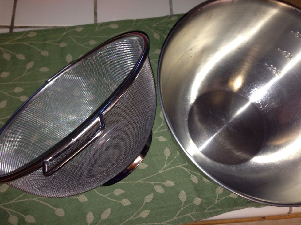 Have your strainer and bowl handy. It's even easier if the strainer can fit inside your bowl, but if not its ok. You can still achieve the same results with minimal mess.
