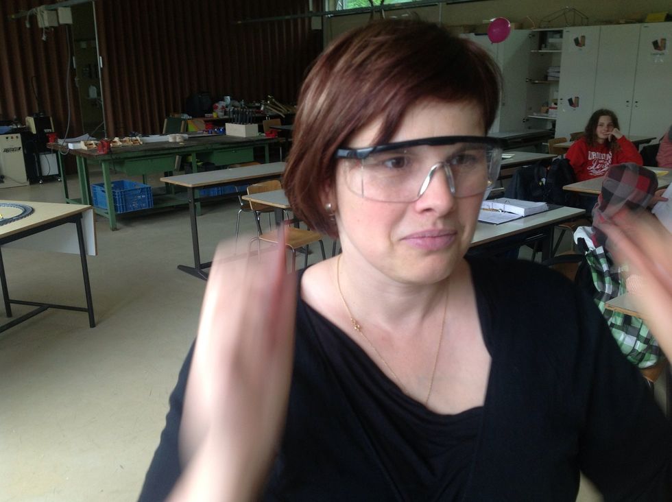 Have your teacher put on protective glasses.